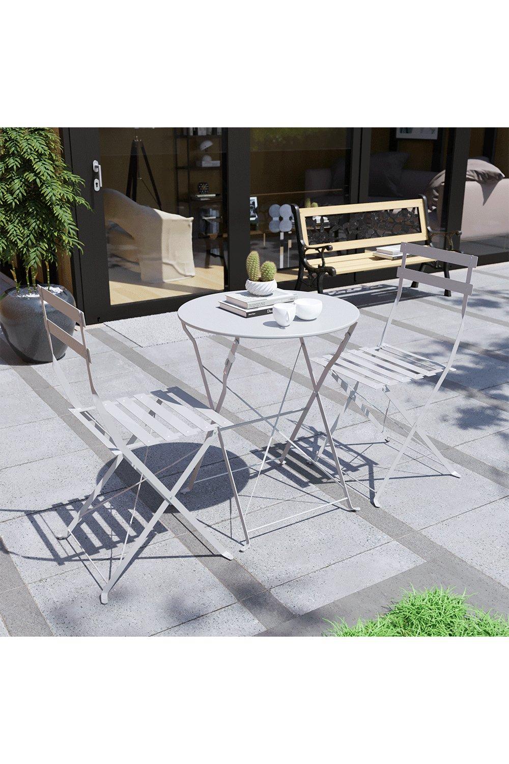 Garden Vida Porto 2 Seater Metal Bistro Set Garden Furniture - 2 Chairs and Table